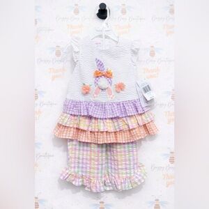 NWT Retail $55 Bonnie Baby Pastel Plaid Bunny Outfit